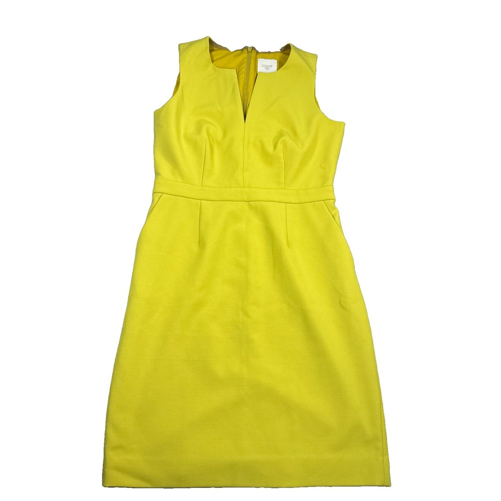 J. Crew  Dress Women's 6 Suiting Bright Lime Yellow Sleeveless Linen Career